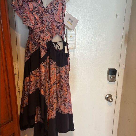 LOEWE Asymmetric Cutout Jersey-Paneled Printed Cotton-Twill Midi Dress new - Picture 4 of 12